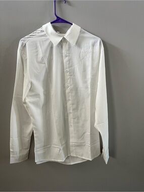 Men's Classic White Dress Shirt - Lightweight Button-Up